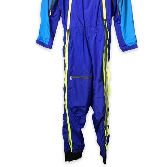Vintage WILD THINGS Ski Snow Suit in Blue and Neon Yellow - Picture 11 of 15
